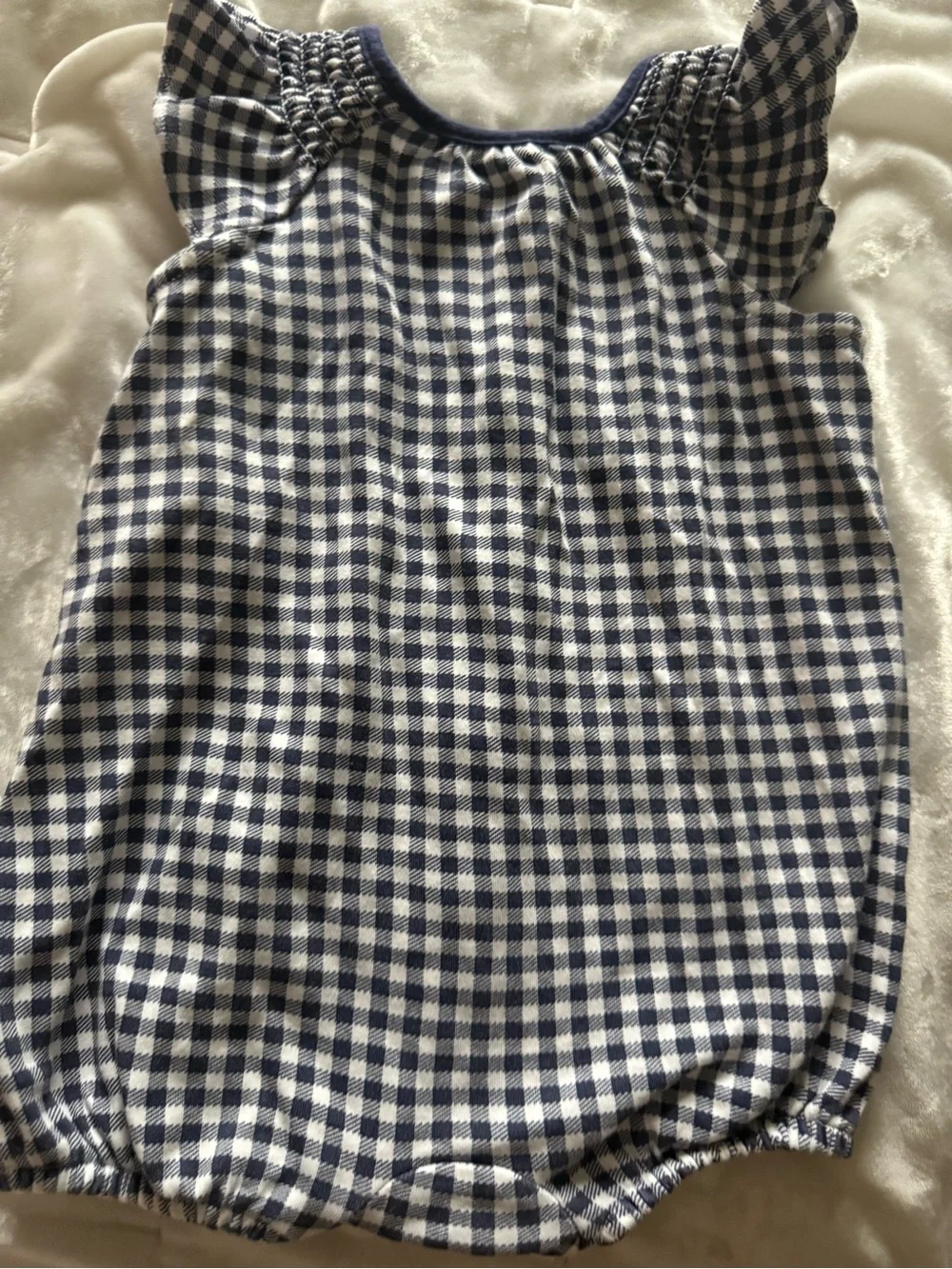 Ralph Lauren- Navy & White Gingham Baby Romper
